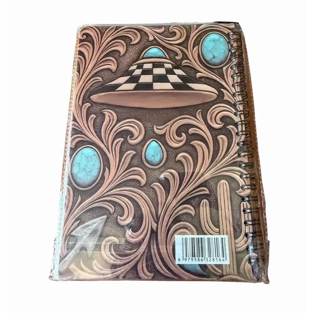 Western Notebook Journal Lot Longhorn Cactus Turquoise Concho Tooled Style New